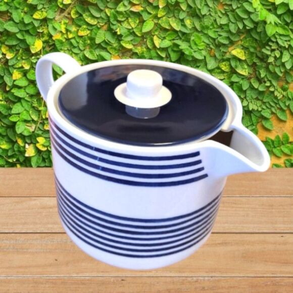 Kate Spade Lenox Charlotte Street White Blue Porcelain Tea Pot & Pink KS Box NWT - Picture 8 of 16